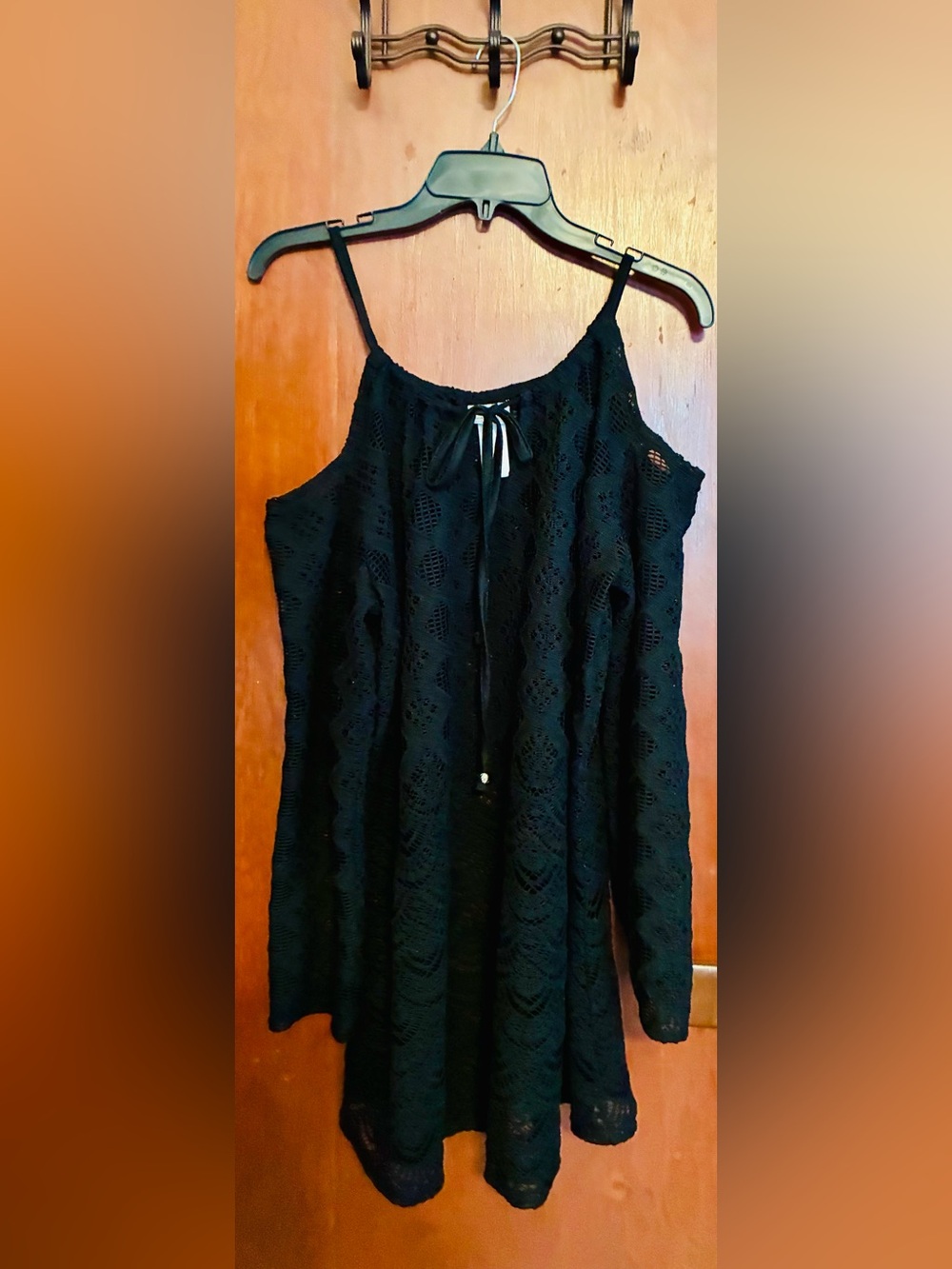 Black Crochet Sleeveless Cover-Up Dress